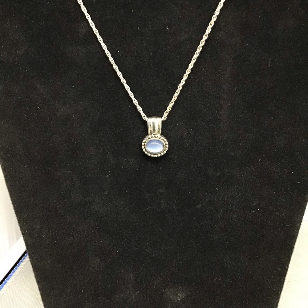 Silver Cat’s Eye Aquamarine Gemstone Necklace
